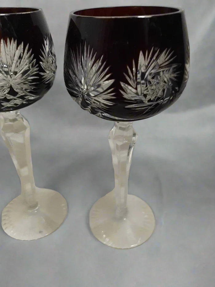 Set of 4 Nachtmann Traube Wine Hock Goblets - Approx 8" tall