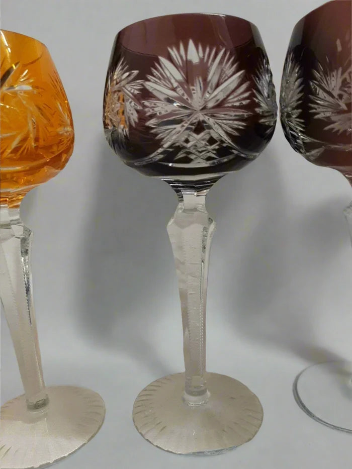 Set of 4 Nachtmann Traube Wine Hock Goblets - Approx 8" tall