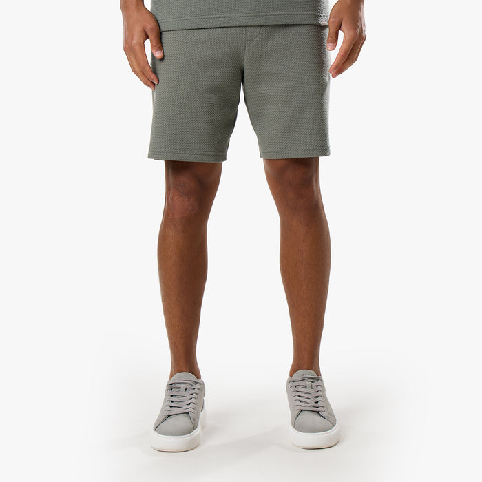 Short Sleeve Textured Polo Twinset | Olive