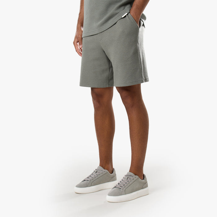 Short Sleeve Textured Polo Twinset | Olive