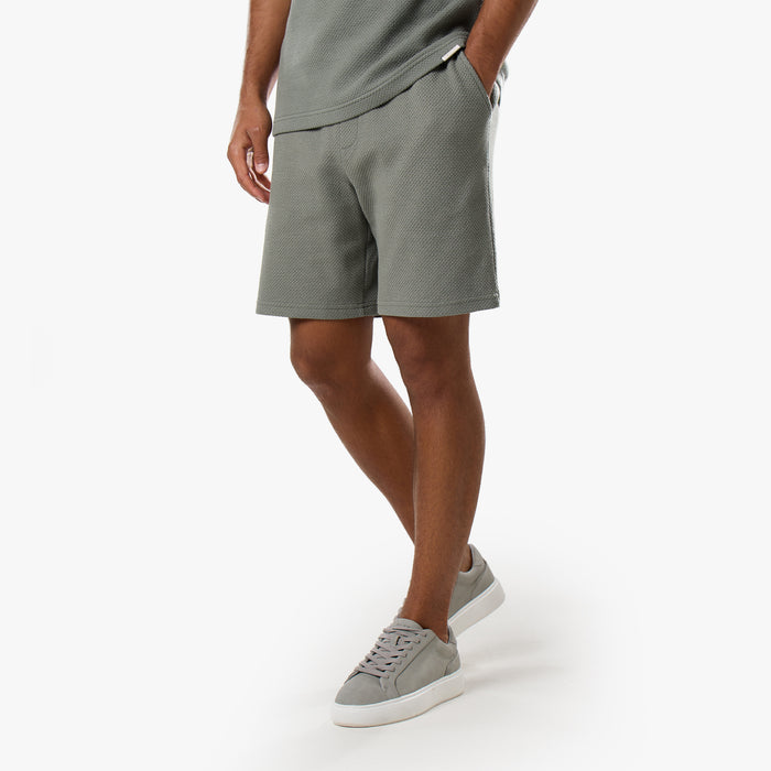 Short Sleeve Textured Polo Twinset | Olive