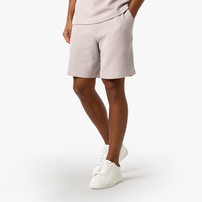Short Sleeve Textured Polo Twinset | Stone