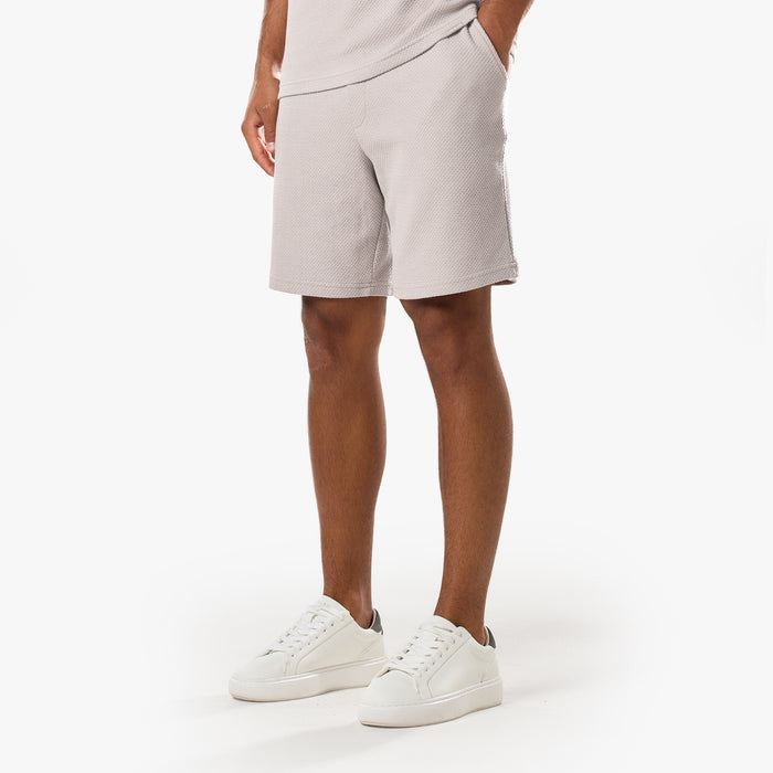 Short Sleeve Textured Polo Twinset | Stone