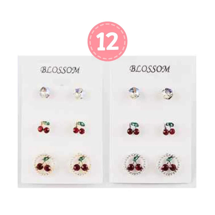 Simply Sweet & Sparkling! The 12-Piece Cherry Stud Collection