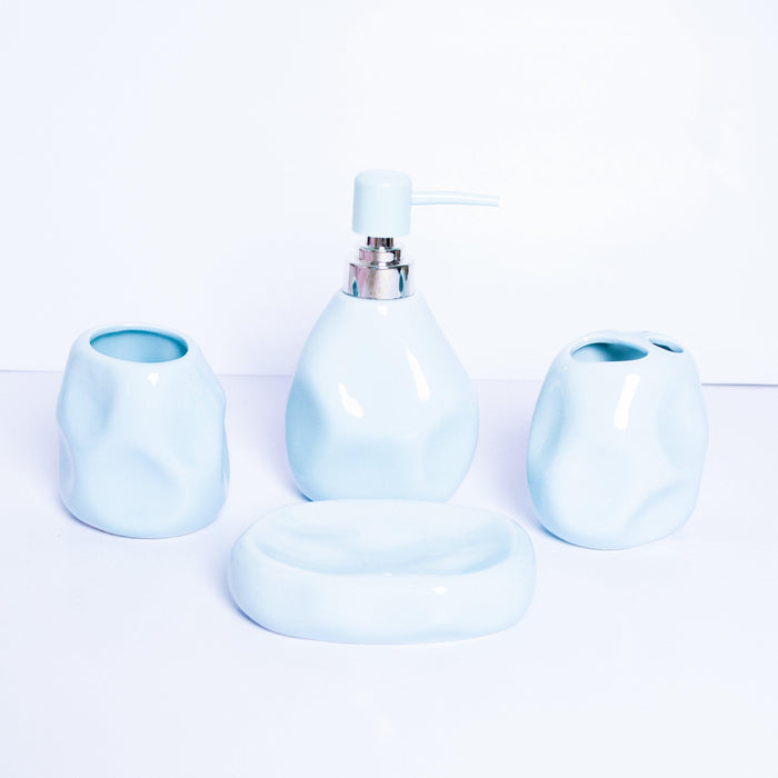 Sky blue Sea Rock Design Bath Set - 4pcs - HomeHatchpk