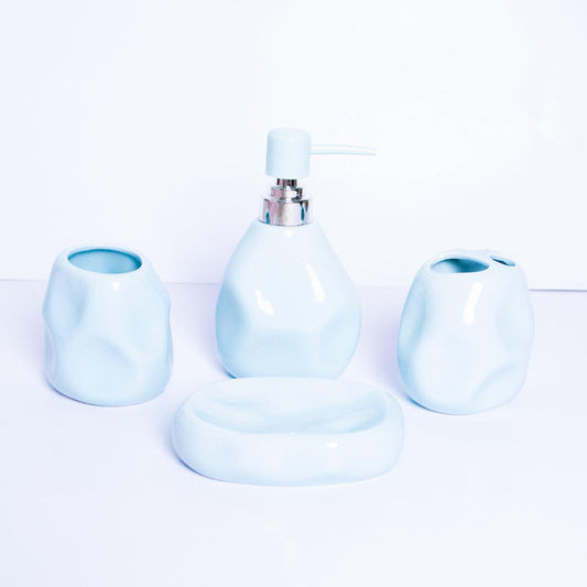 Sky blue Sea Rock Design Bath Set - 4pcs - HomeHatchpk