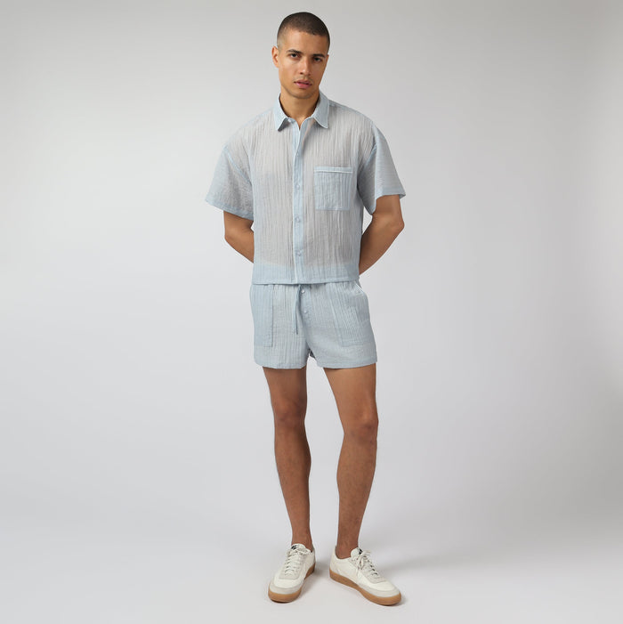 NEW- Sky Pebble Stripe PJ Shirt - Parke & Ronen