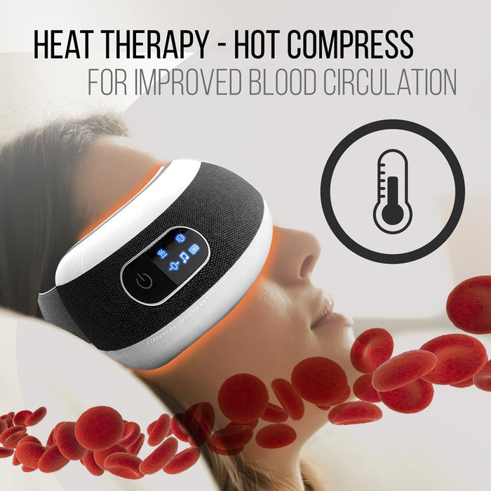 Smart Eye Massager for Migraine Relief, Heat & Compression, White
