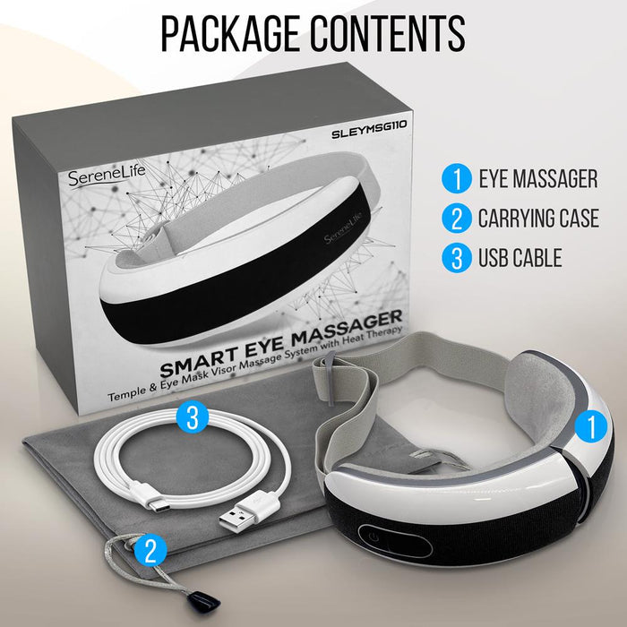 Smart Eye Massager for Migraine Relief, Heat & Compression, White