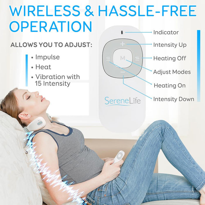 Smart Neck Massager with Heat Therapy, Rechargeable, White