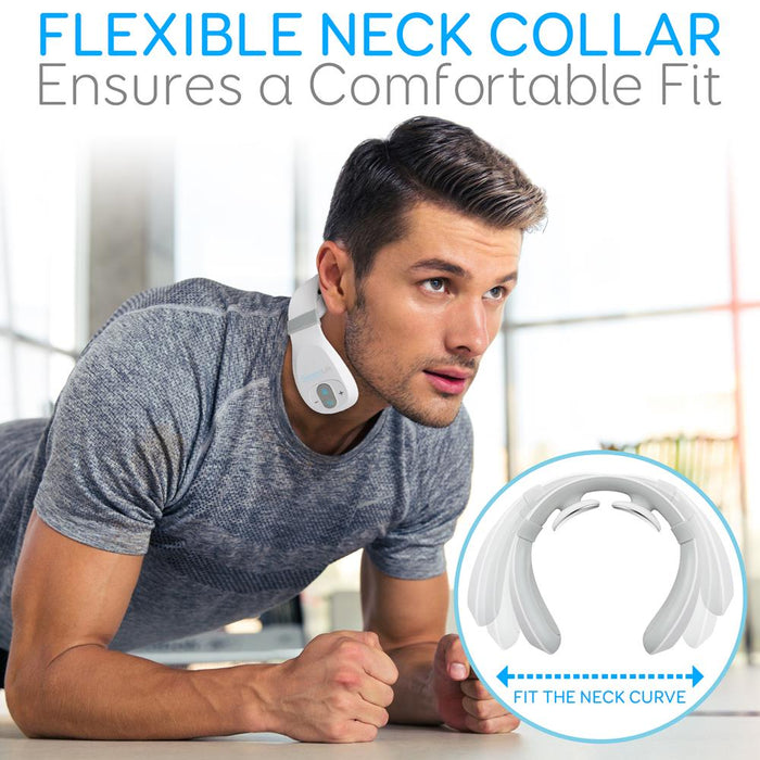 Smart Neck Massager with Heat Therapy, Rechargeable, White