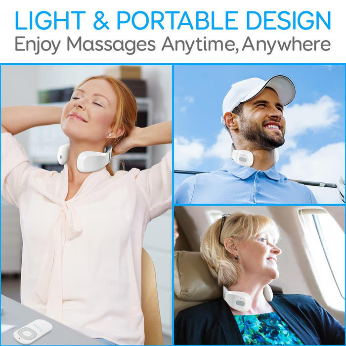 Smart Neck Massager with Heat Therapy, Rechargeable, White