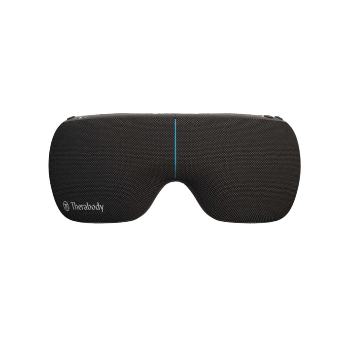 SmartGoggles 2 | Therabody sleek black eye mask with textured fabric designed for wellness and recovery, featuring a subtle blue accent line.