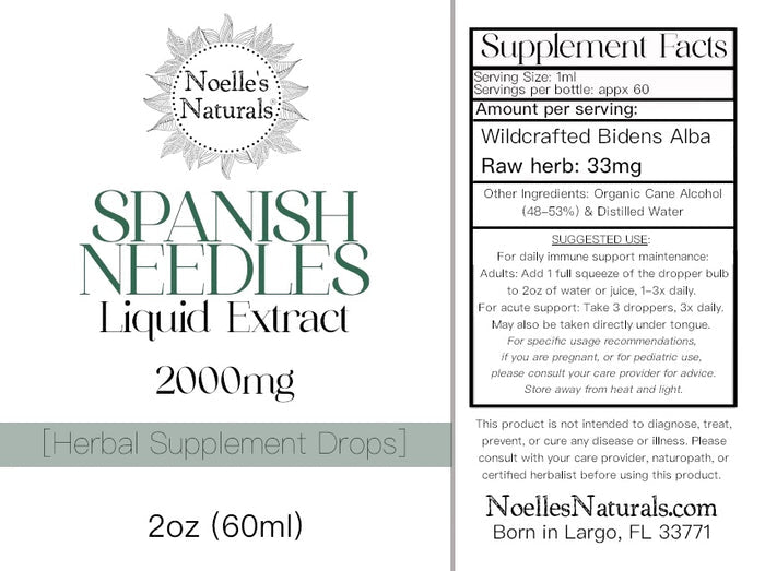 Noelle's Naturals Spanish Needles Extract is made with all organic and natural ingredients. Our Spanish Needles are hand harvested locally here in Florida!