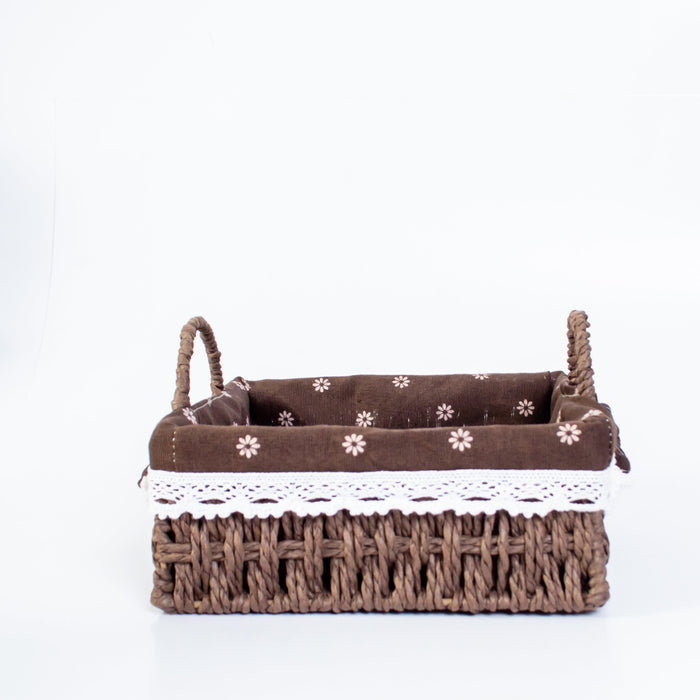 Square Cloth Covered Braided Basket | Bread Basket | Set of 2 - HomeHatchpk