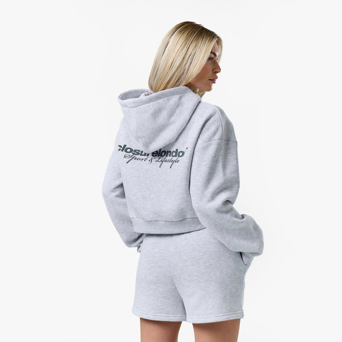 Stacked Crop Hoodie Twinset | Grey Marl