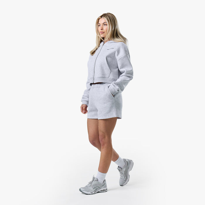 Stacked Crop Hoodie Twinset | Grey Marl