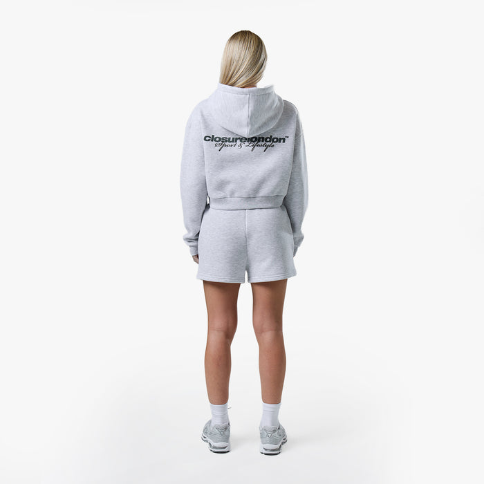 Stacked Crop Hoodie Twinset | Grey Marl