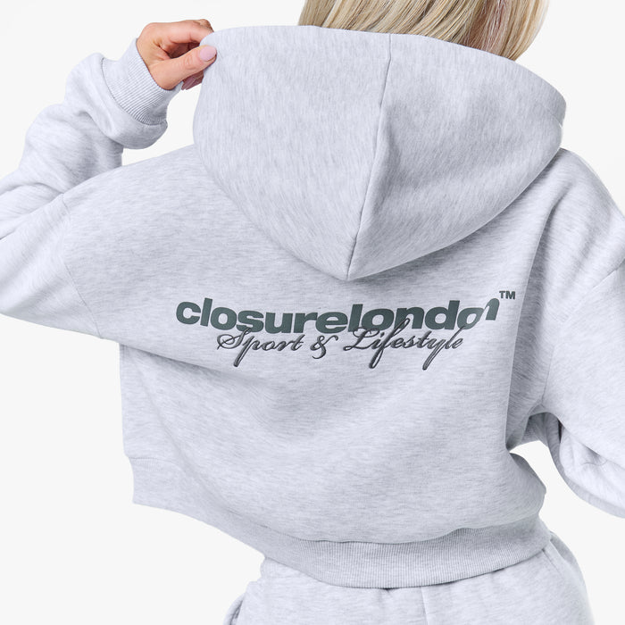 Stacked Crop Hoodie Twinset | Grey Marl