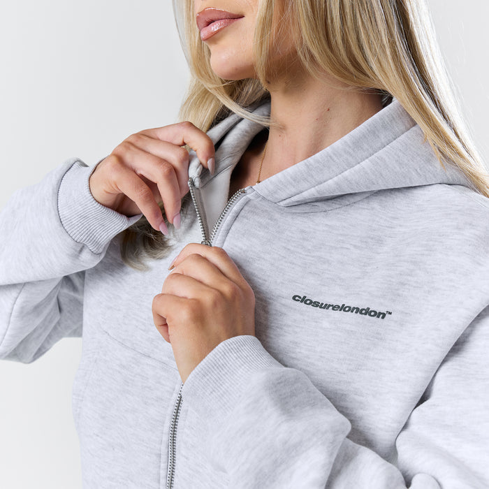 Stacked Crop Hoodie Twinset | Grey Marl