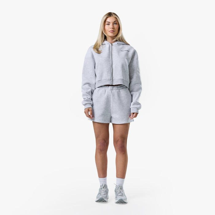 Stacked Crop Hoodie Twinset | Grey Marl