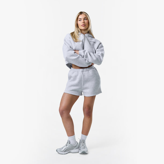 Stacked Crop Hoodie Twinset | Grey Marl
