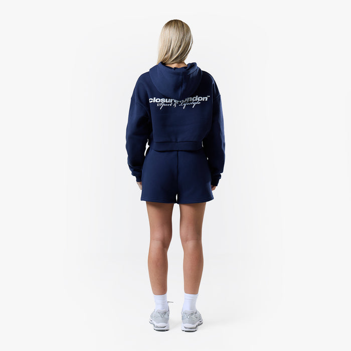 Stacked Crop Hoodie Twinset | Navy