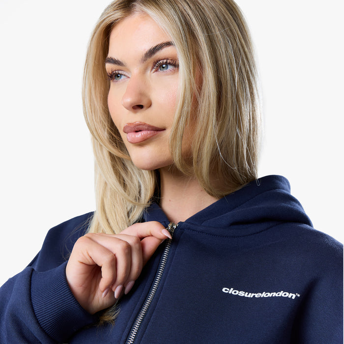 Stacked Crop Hoodie Twinset | Navy