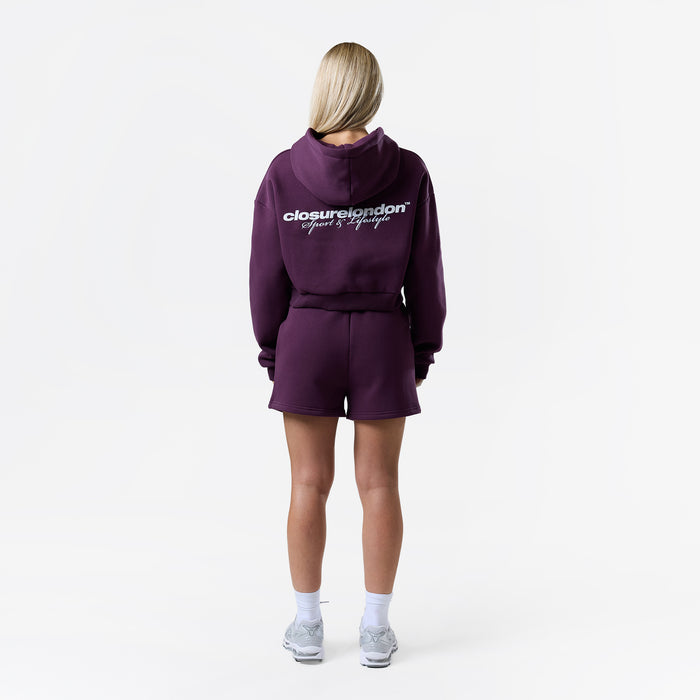 Stacked Crop Hoodie Twinset | Plum