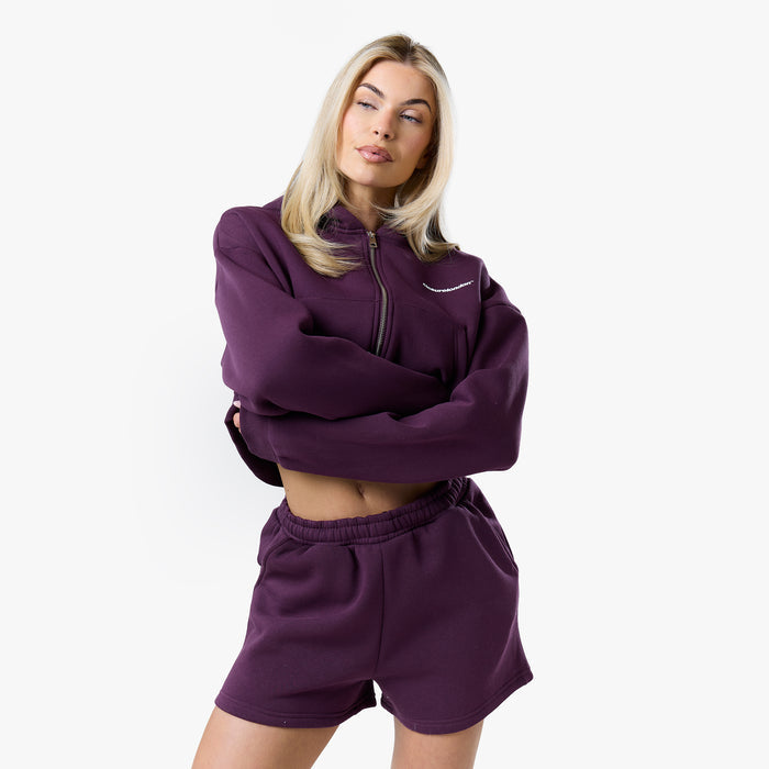 Stacked Crop Hoodie Twinset | Plum