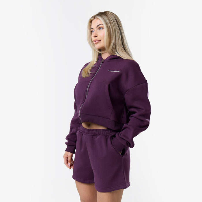 Stacked Crop Hoodie Twinset | Plum