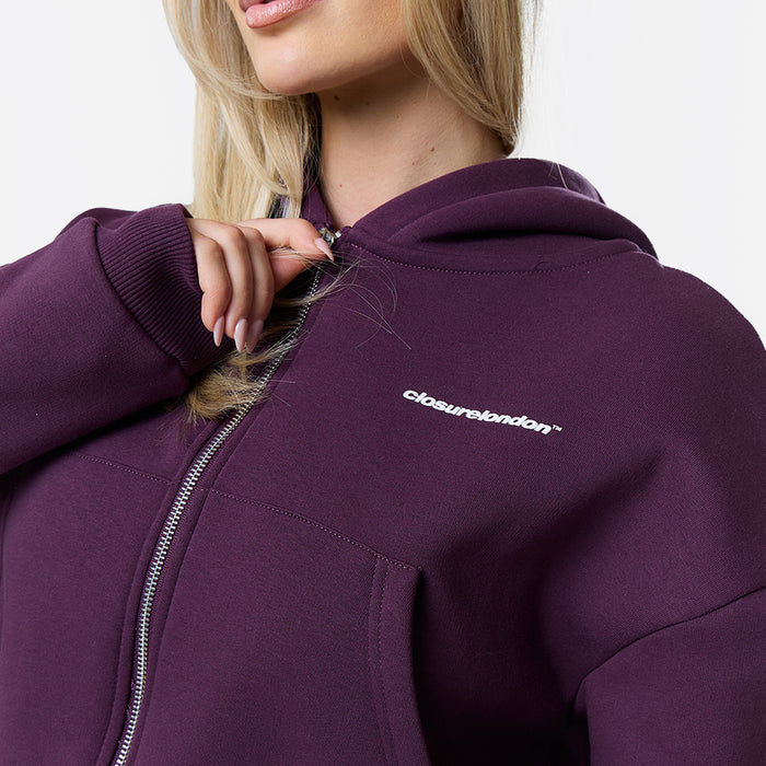 Stacked Crop Hoodie Twinset | Plum