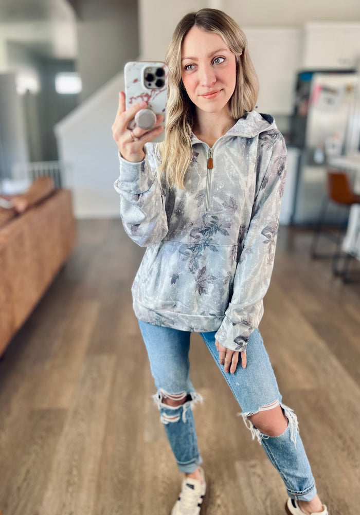 Storm Grey Camo 1/4 Zip Hoodie