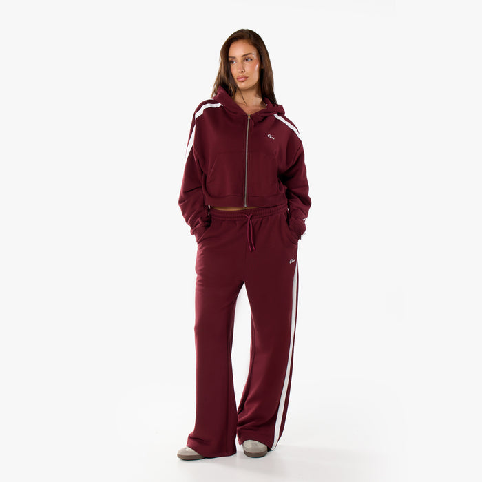Stripe Full Zip Tracksuit | Burgundy