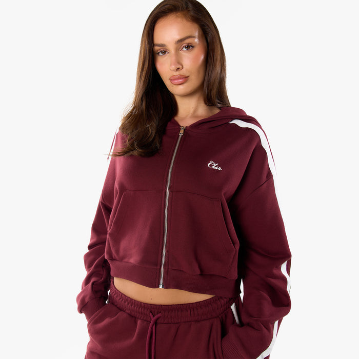 Stripe Full Zip Tracksuit | Burgundy