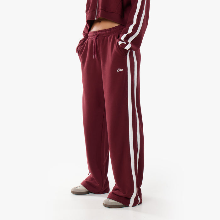 Stripe Full Zip Tracksuit | Burgundy