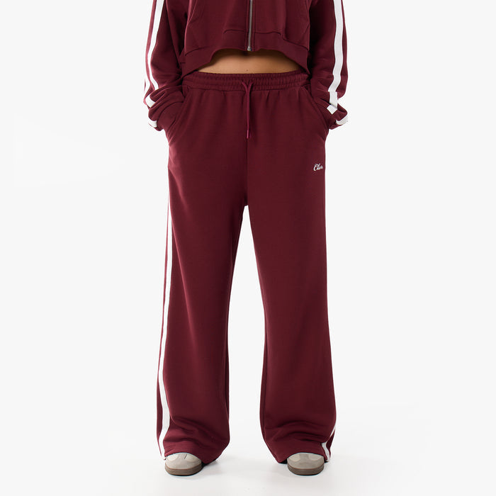 Stripe Full Zip Tracksuit | Burgundy