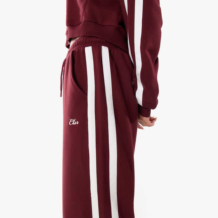 Stripe Full Zip Tracksuit | Burgundy