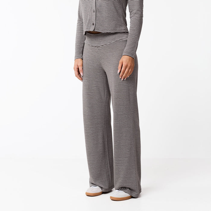 Stripe Open Hem Set | White/Brown