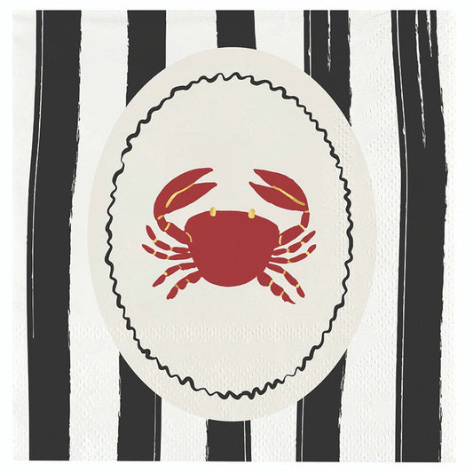 Striped Crab Ceramic Napkins + Tray