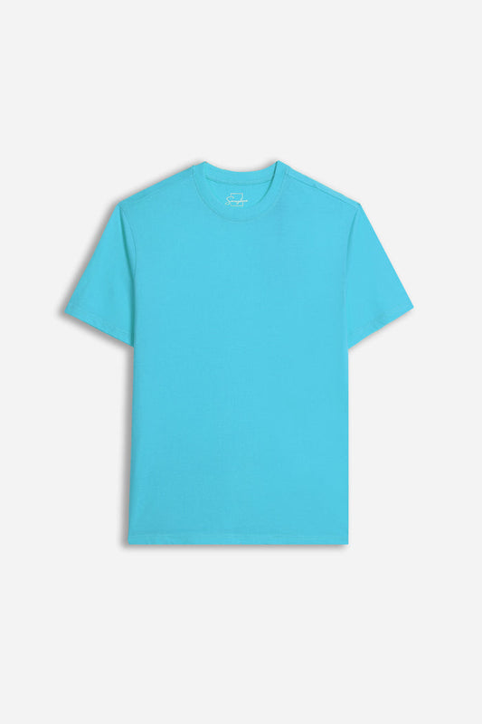T-SHIRT GIROCOLLO BASIC TURCHESE