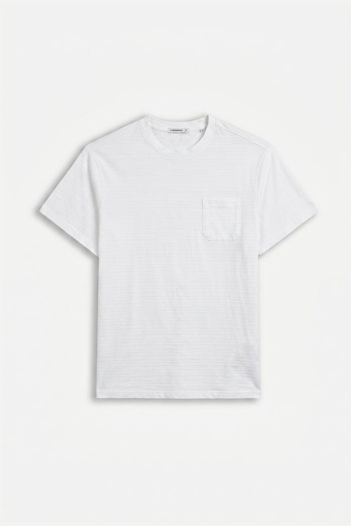 T-SHIRT GIROCOLLO CON TRAMA IN RILIEVO E TASCHINO BIANCO