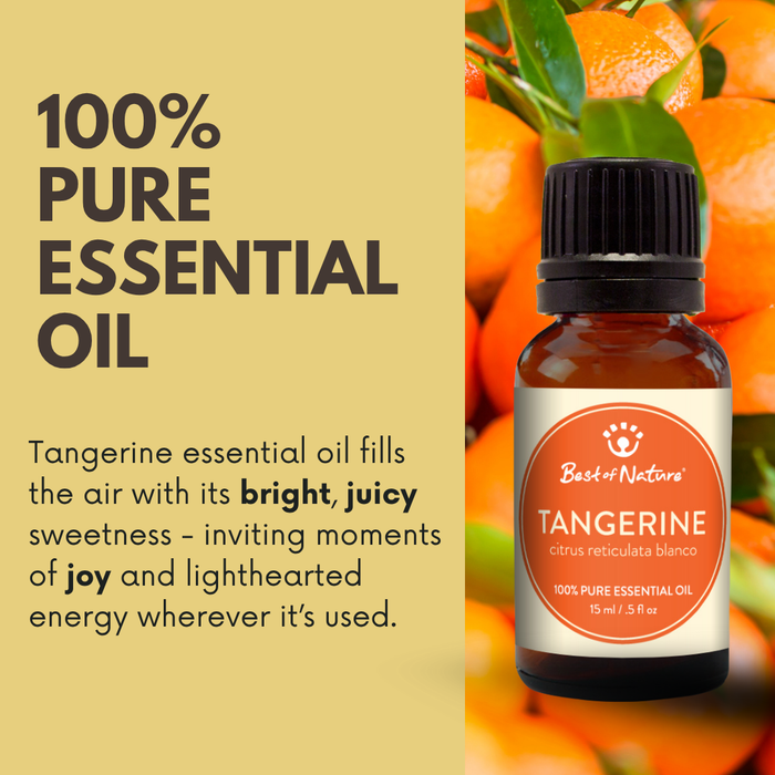 Tangerine essential oil fills the air with it's bright, juicy sweetness inviting moments of joy and lighthearted energy wherever its used.