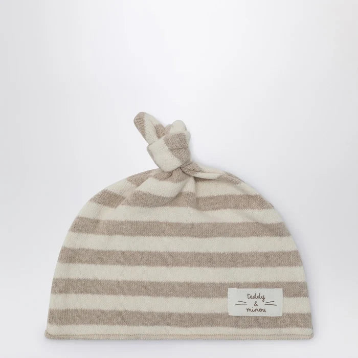 Teddy & Minou - Beige striped cotton beanie