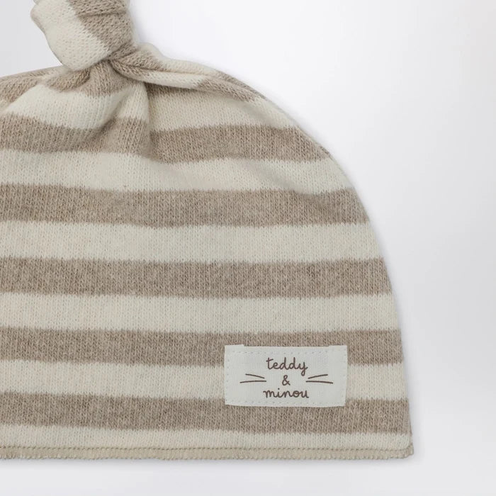 Teddy & Minou - Beige striped cotton beanie