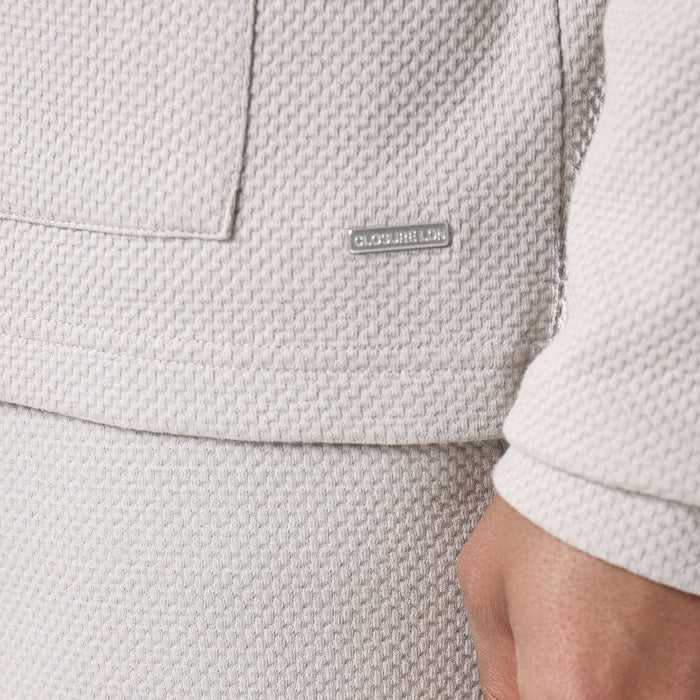 Textured Full Zip Overshirt Twinset | Stone