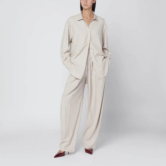 THE ANDAMANE - Trousers in ivory melange Brand Apparel & Accessories > Clothing > Pants XS