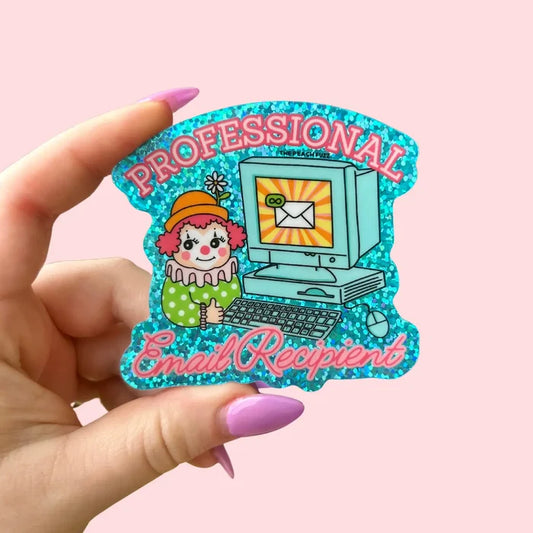 The Peach Fuzz 'Professional Email Recipient' Glitter Vinyl Sticker