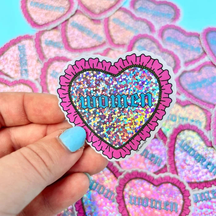 The Peach Fuzz 'Women' Glitter Vinyl Sticker
