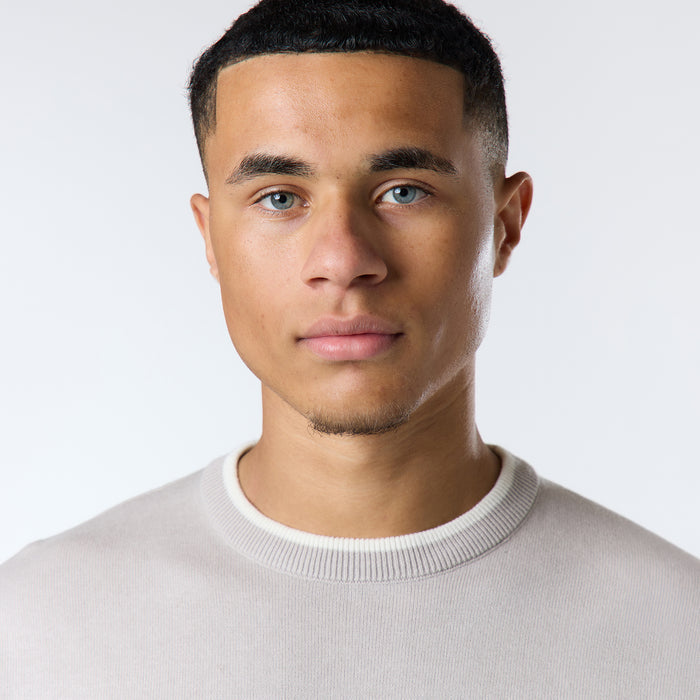 Tipped Knit T-Shirt |  Stone